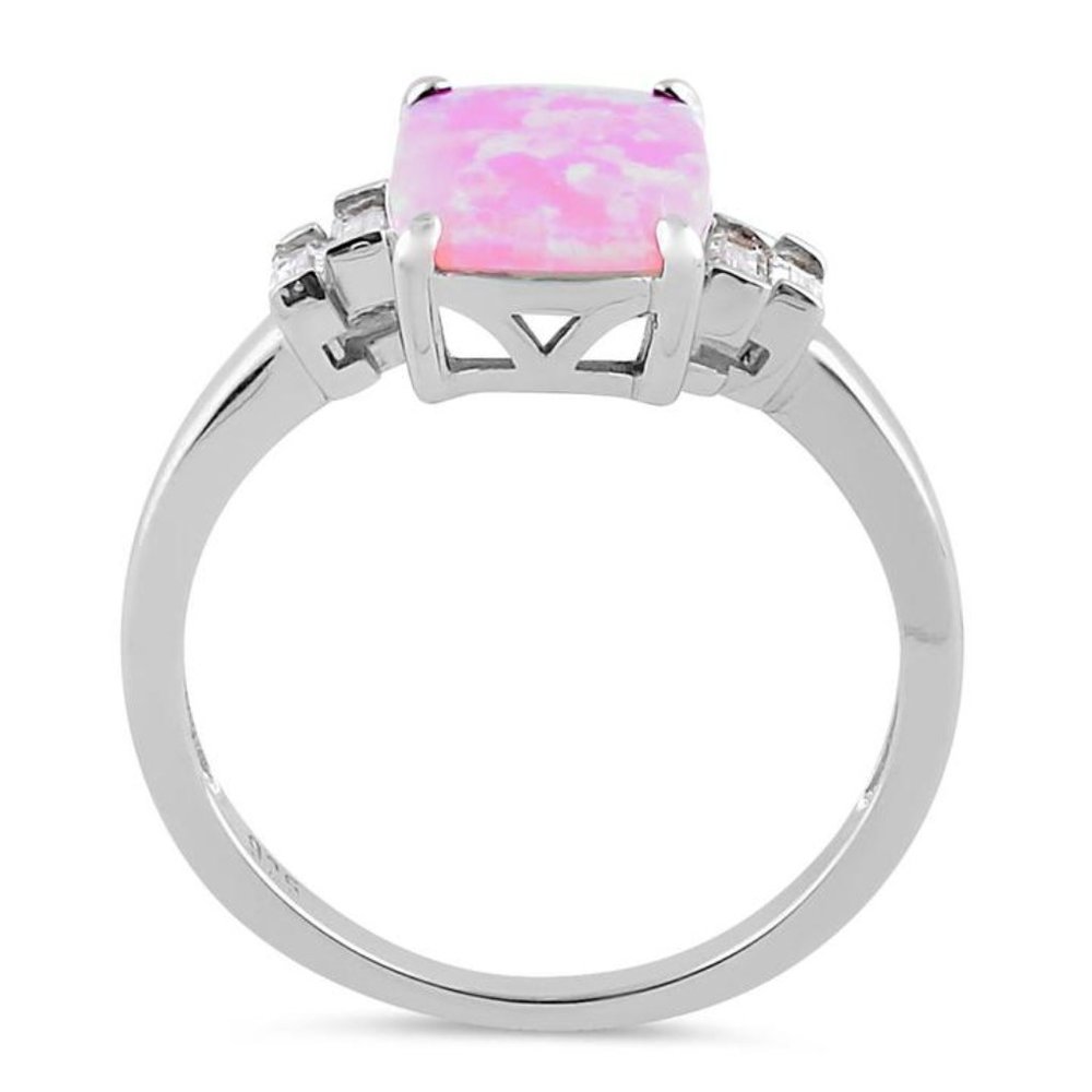 925 STERLING SILVER Lab Created Pink Fire Opal Cubic Zirconia Ring - Picture 15 of 16